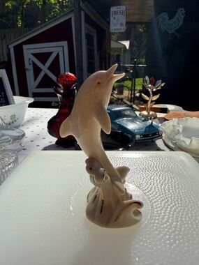 Lenox Ivory Porcelain Dolphin Figurine with Gold Accents